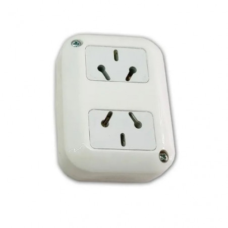 Modulo exterior 2 tomas 10A blanco