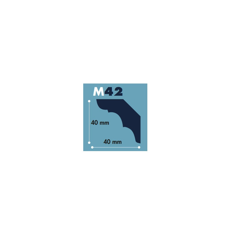 Moldura poliestireno M42 40x40 mm tira 2 mts
