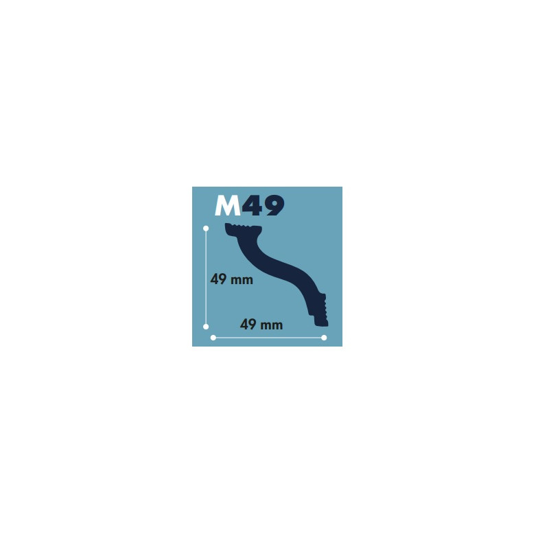Moldura poliestireno M49 49x49 mm tira 2 mts