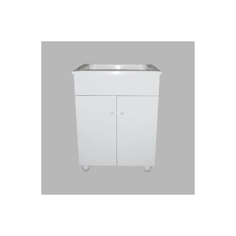Mueble laqueado blanco para lavadero con bacha 60cm IG