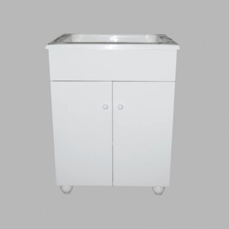 Mueble laqueado blanco para lavadero con bacha 60cm IG