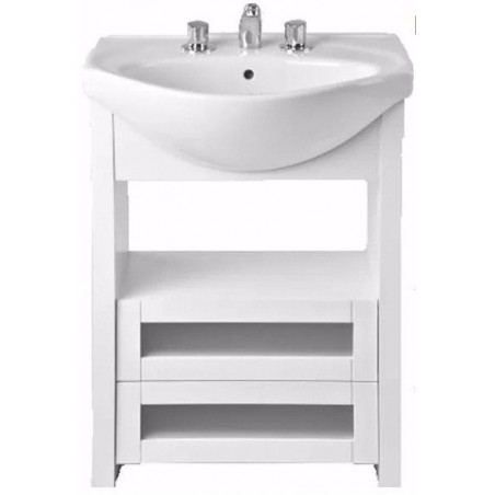 Mueble 60cm blanco y lavatorio 3 agujeros Mahler Roca