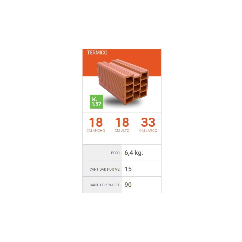 Pallet ladrillo hueco 18x18x33 cm 11 tubos
