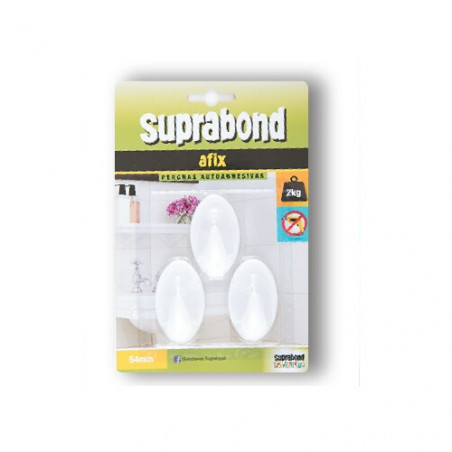 3 Perchas ovaladas 54mm blancas Suprabond