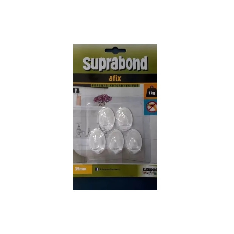 5 Perchas ovaladas 35mm transparentes Suprabond