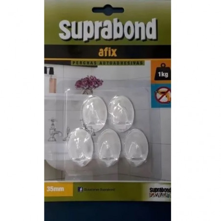 5 Perchas ovaladas 35mm transparentes Suprabond