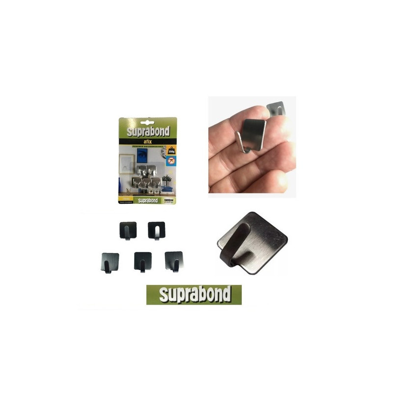 5 Perchas rectangulares 18mm acero inoxidable Suprabond