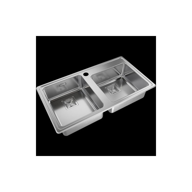 Pileta doble Quadra Q085 acero inox 304 Johnson Acero