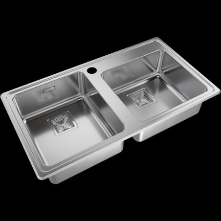 Pileta doble Quadra Q085 acero inox 304 Johnson Acero
