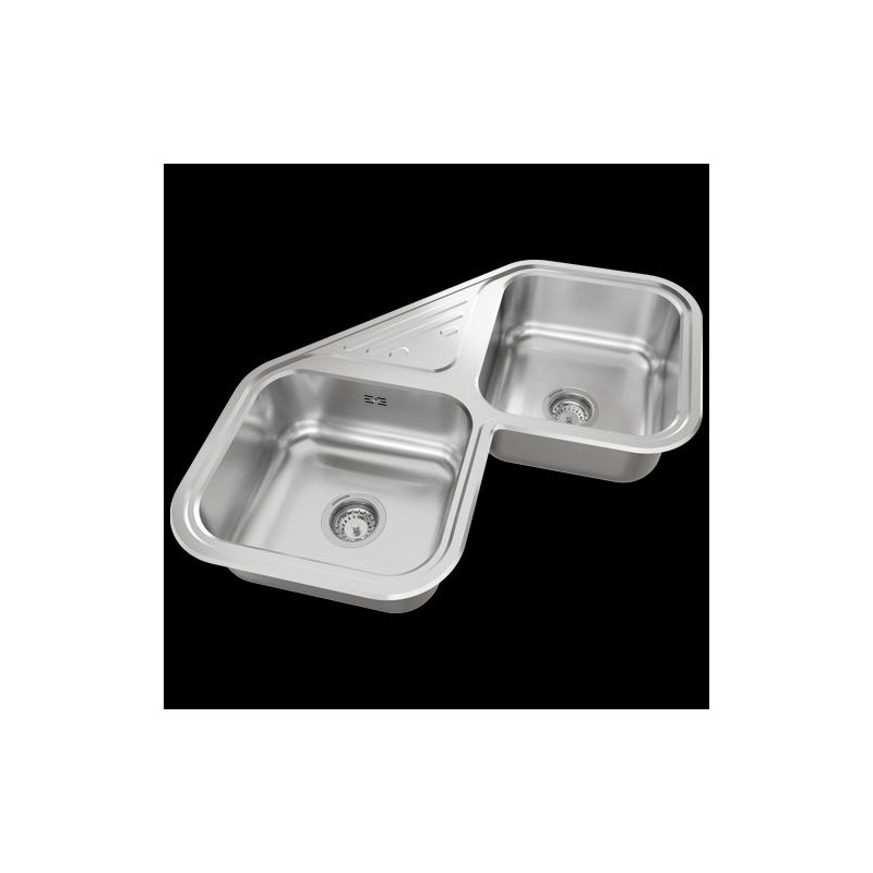 Pileta doble AXA D78 acero inox 304 Johnson Acero