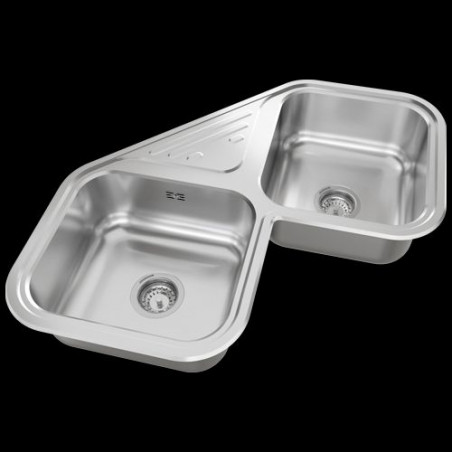 Pileta doble AXA D78 acero inox 304 Johnson Acero
