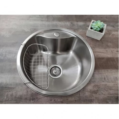 Pileta acero inoxidable 45cm con canasto Masecor