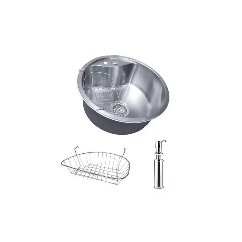 Pileta acero inoxidable 45cm canasto y dosificador Masecor