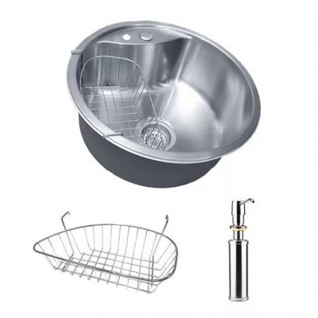 Pileta acero inoxidable 45cm canasto y dosificador Masecor