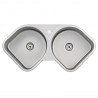 Pileta doble acero 304 550 67 x 67 x 20cm