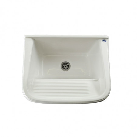 Pileta de lavadero MS 50 cm con fregadero blanca