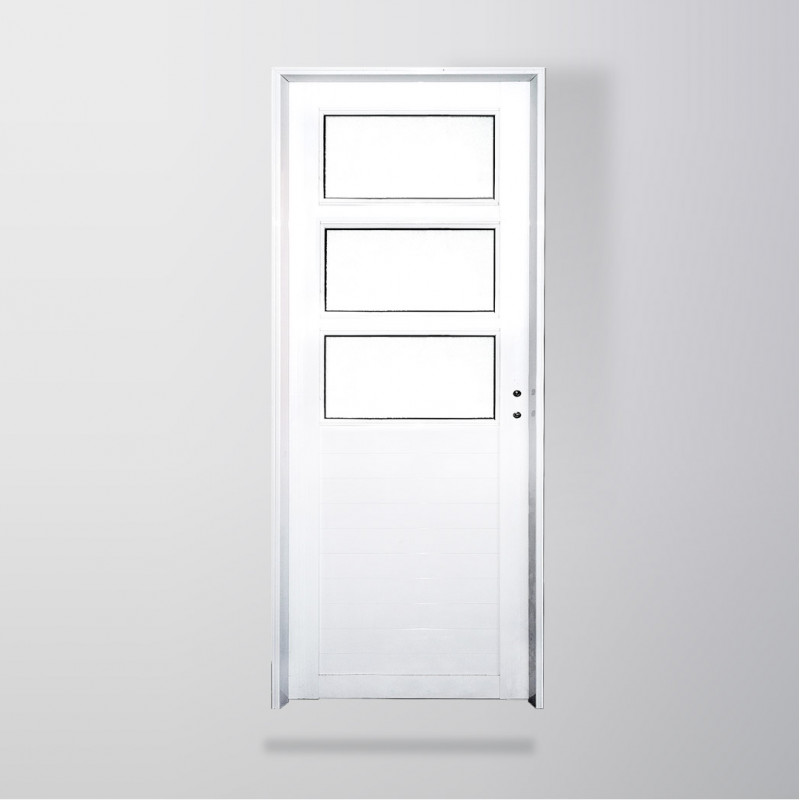 Puerta tubular 1/2 vidrio entero 80 derecha aluminio blanco