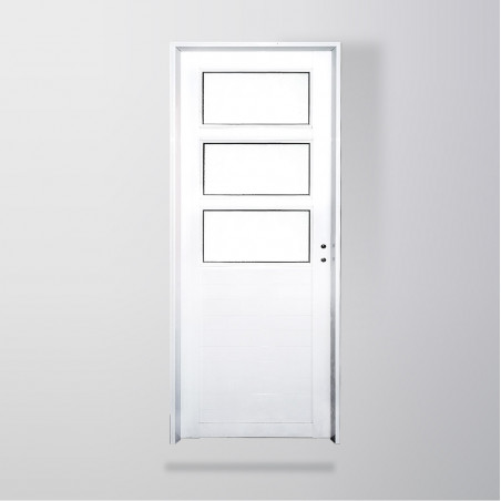 Puerta tubular 1/2 vidrio entero 80 derecha aluminio blanco