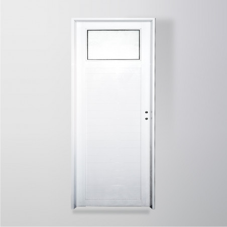 Puerta tubular 1/4 vidrio entero 80 derecha aluminio blanco
