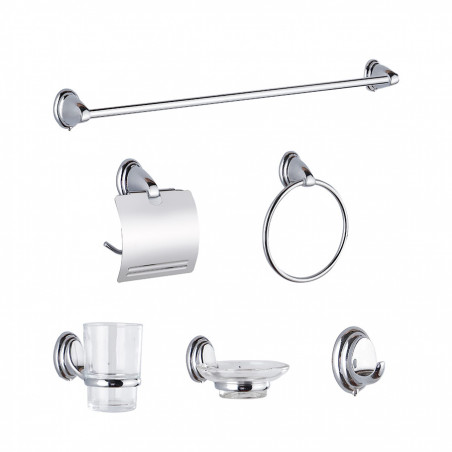 Set 6 piezas accesorios metalicos para baño Drava Gloa