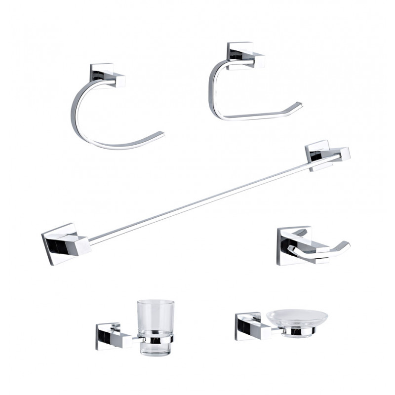 Set 6 piezas accesorios metalicos baño Loto Gloa
