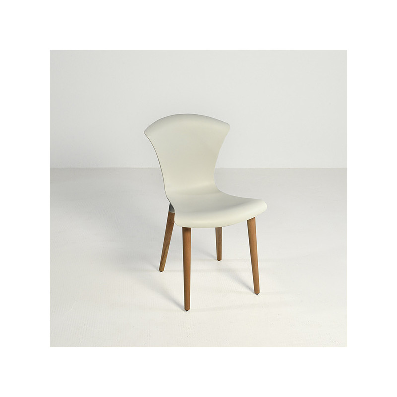 Silla 926 blanca patas madera Simet