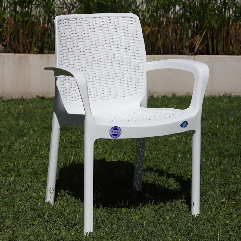 Silla plastica Guinea Rattan color blanca Voss2000