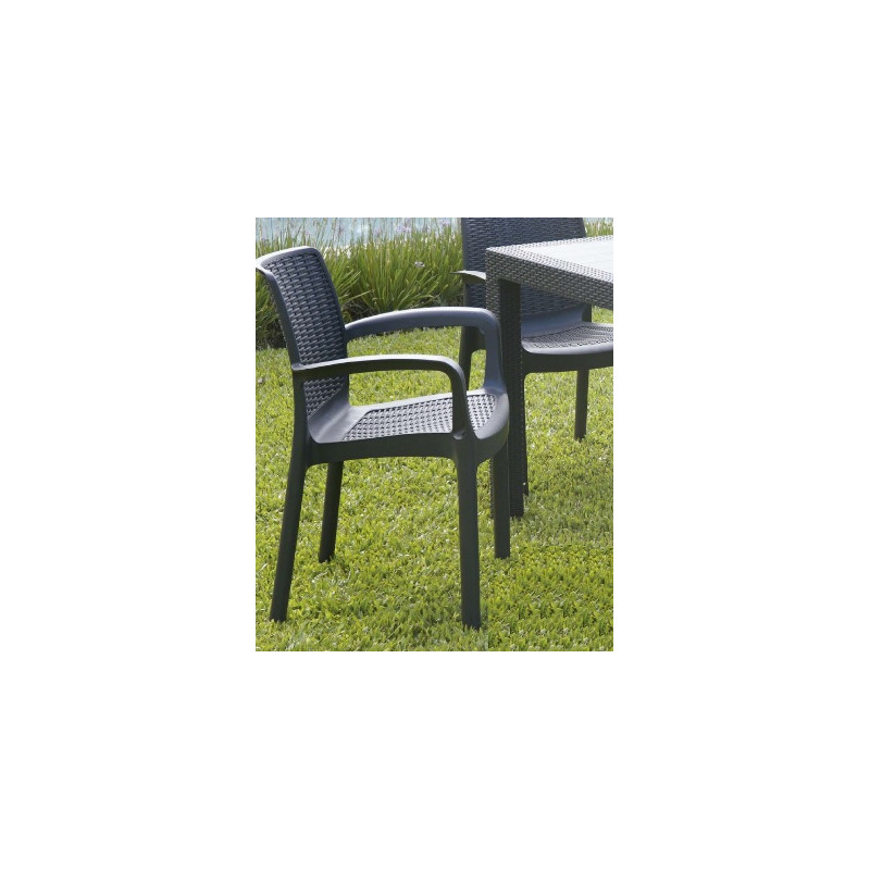 Silla plastica Guinea Rattan color grafito Voss2000