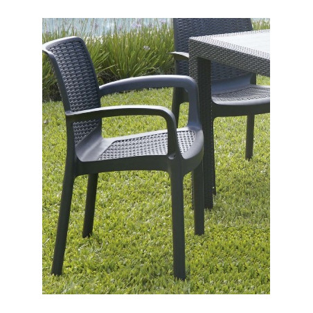 Silla plastica Guinea Rattan color grafito Voss2000