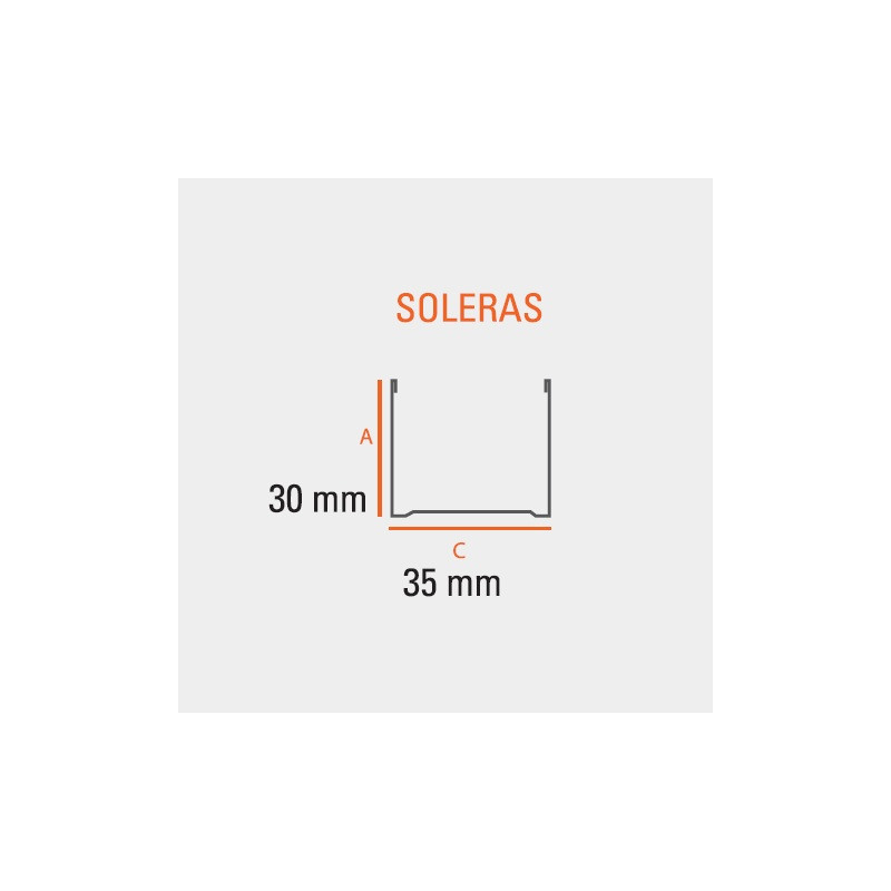 Solera 35 x 30mm 2.6 mts para construccion en seco
