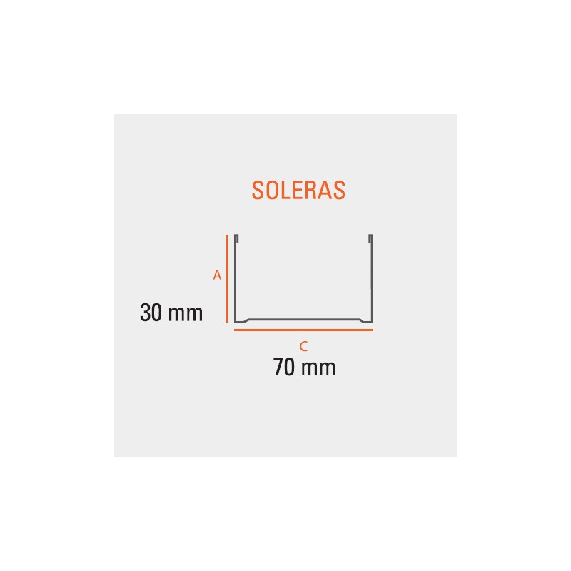 Solera 70 x 30mm 2.6 mts para construccion en seco