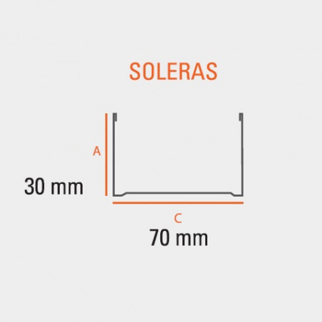Solera 70 x 30mm 2.6 mts para construccion en seco