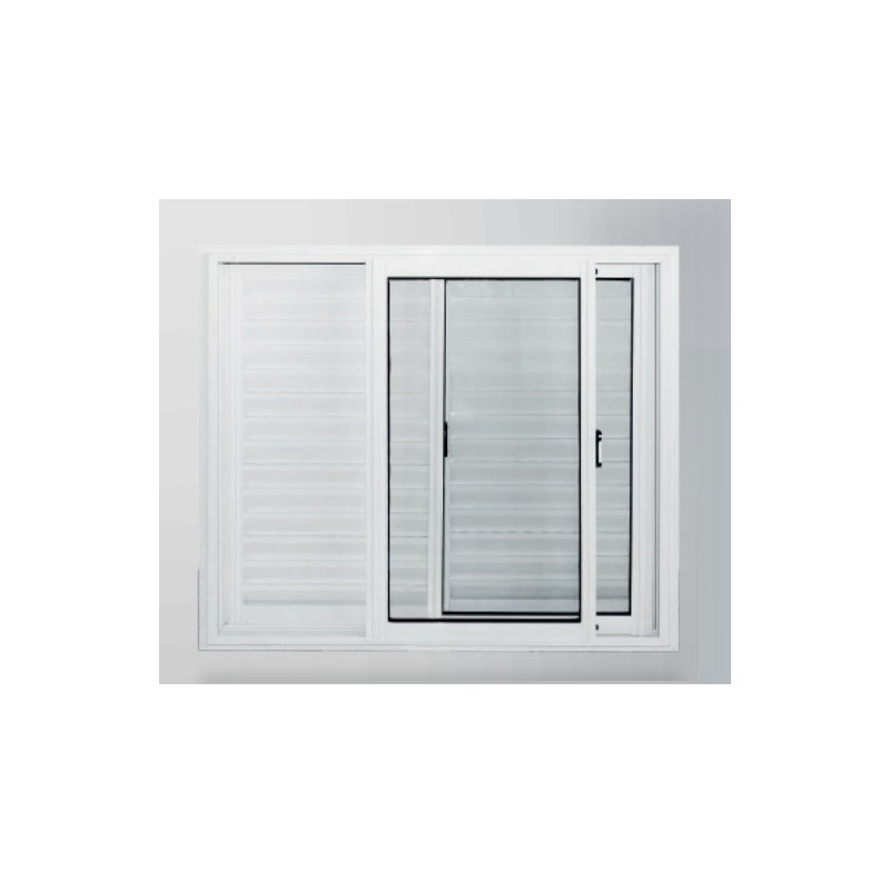 Ventana corrediza 100 x 100 cm con celosia aluminio blanco
