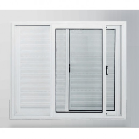 Ventana corrediza 120 x 100 cm con celosia aluminio blanco