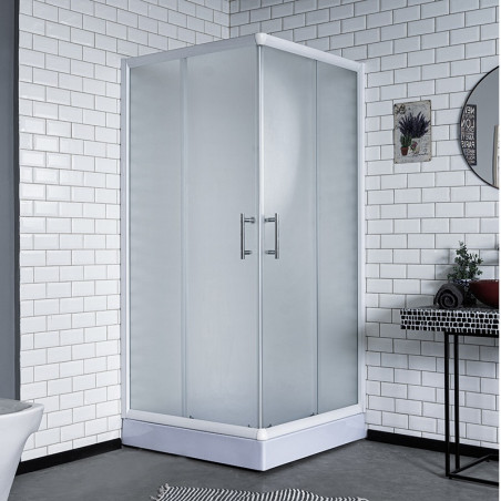 Cabina recta 80 x 80 esfumada perfil cromo
