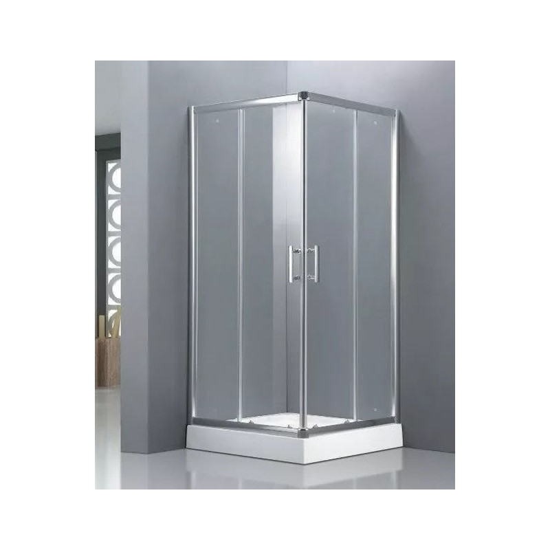 Cabina recta 80 x 80 transparente perfil cromo