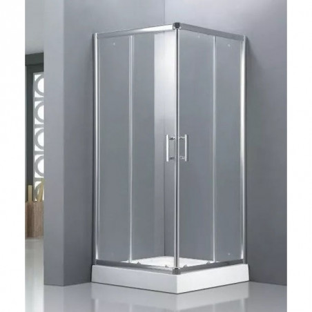 Cabina recta 80 x 80 transparente perfil cromo