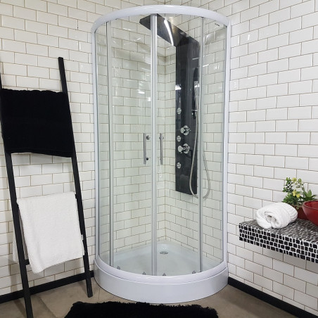 Cabina semicircular 80 x 80 transparente perfil cromo