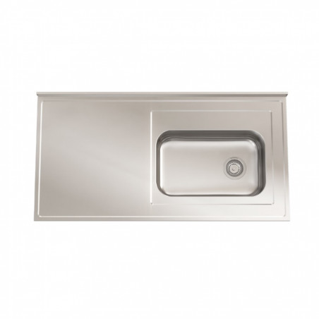 Mesada acero 430 140cm con pileta ZZ52 derecha