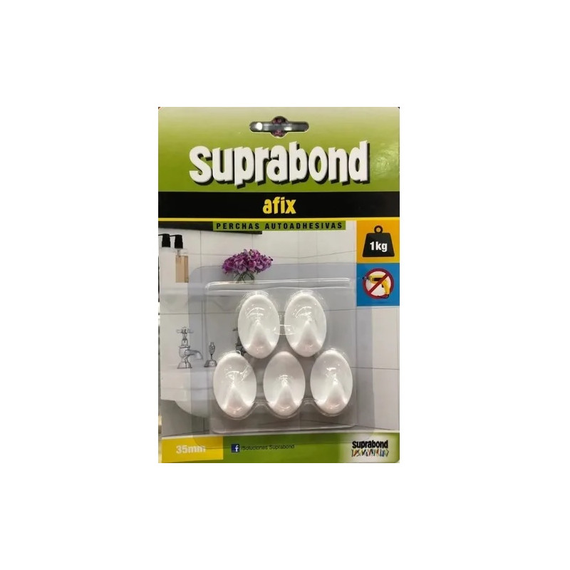 5 perchas ovaladas 35mm blancas Suprabond