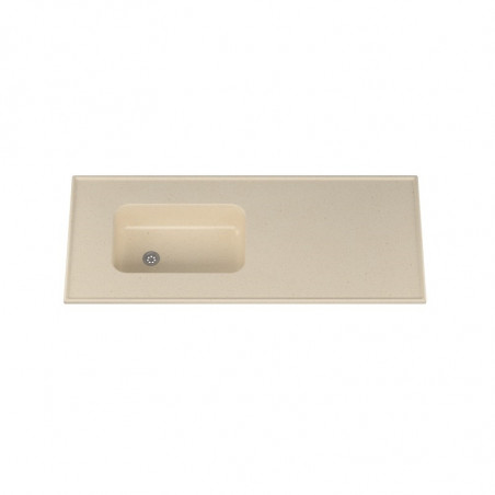 mesada MS 140x60 cm con bacha integral sin zocalo beige