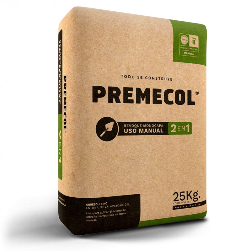 revoque monocapa 2 en 1 manual 25 kg Premecol