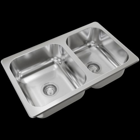pileta doble R63/18F acero inox 304 Johnson Acero