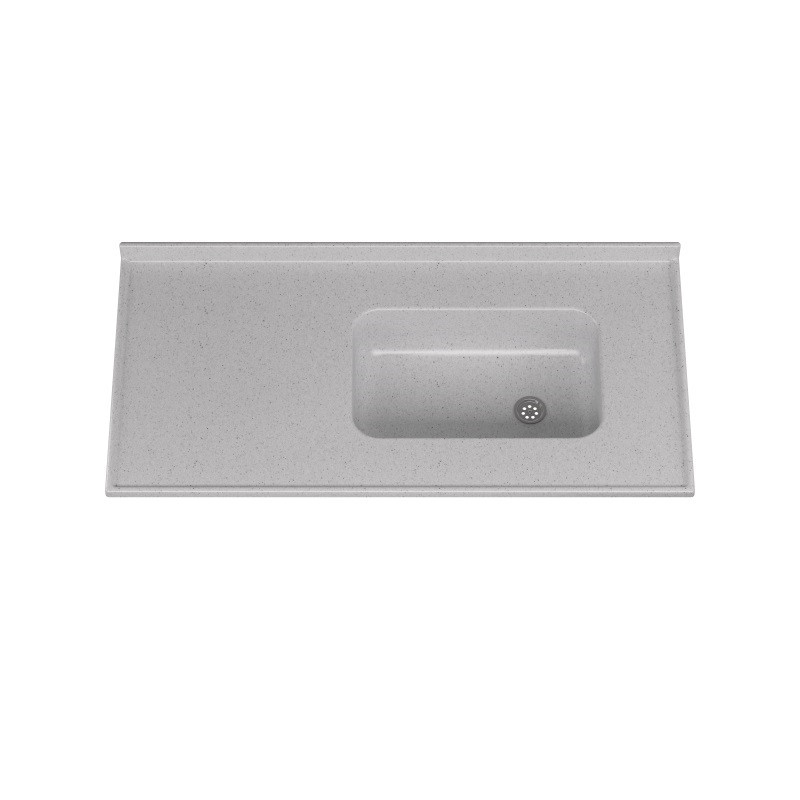 Mesada MS 120 x 60 cm con bacha integral der y zocalo gris