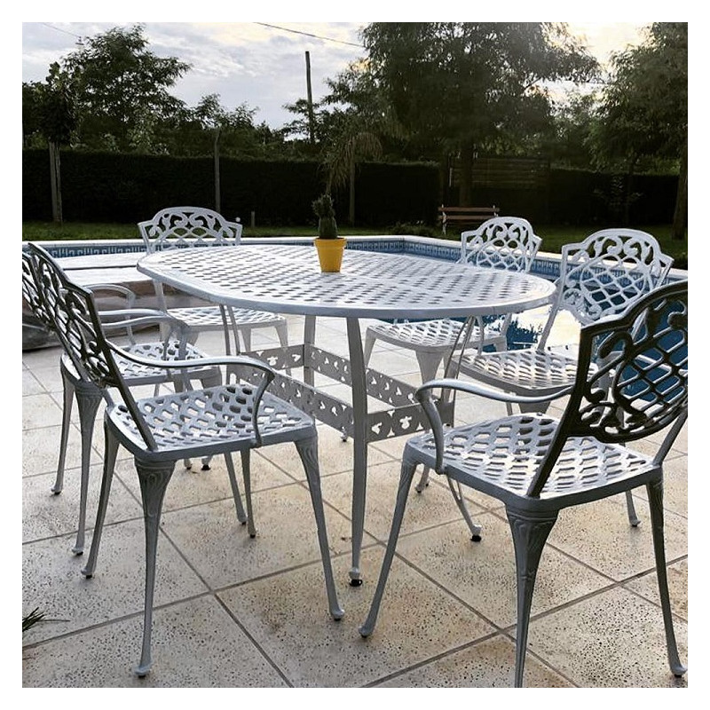 Juego de jardín fundicion Chateux 6 sillas plata