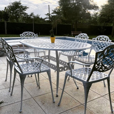 Juego de jardín fundicion Chateux 6 sillas plata