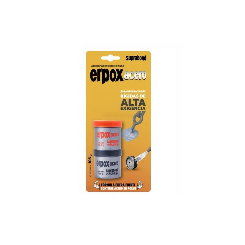Erpox Acero 105 grs Adhesivo Epoxi En Pasta Extra Fuerte