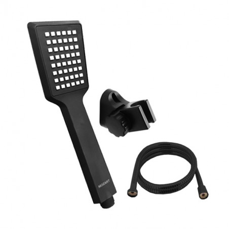 Duchador cuadrado negro con soporte y flexible Mozart