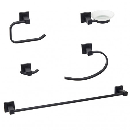set 5 piezas accesorios para baño panama negro Mozart