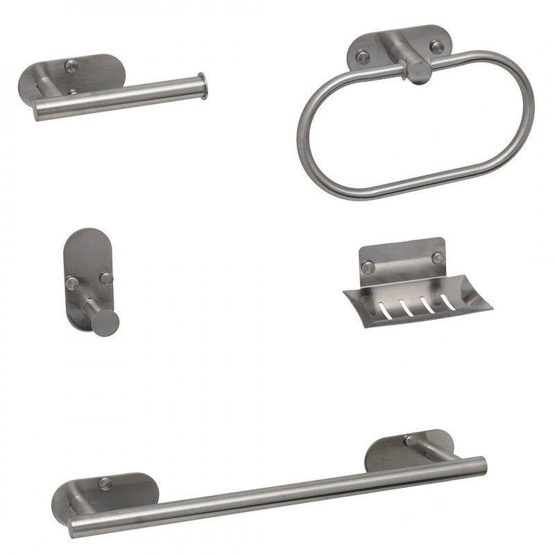 set 5 piezas accesorios para baño london acero Mozart